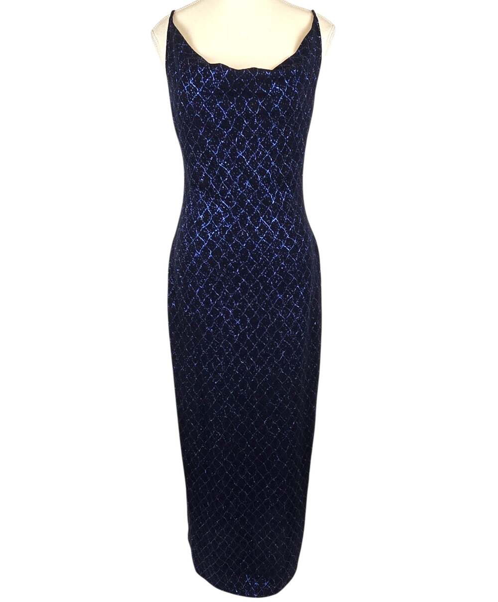 Jodi Kristopher USA Women Medium Bodycon Cowl Dress Black Glitter Shimmer Glam